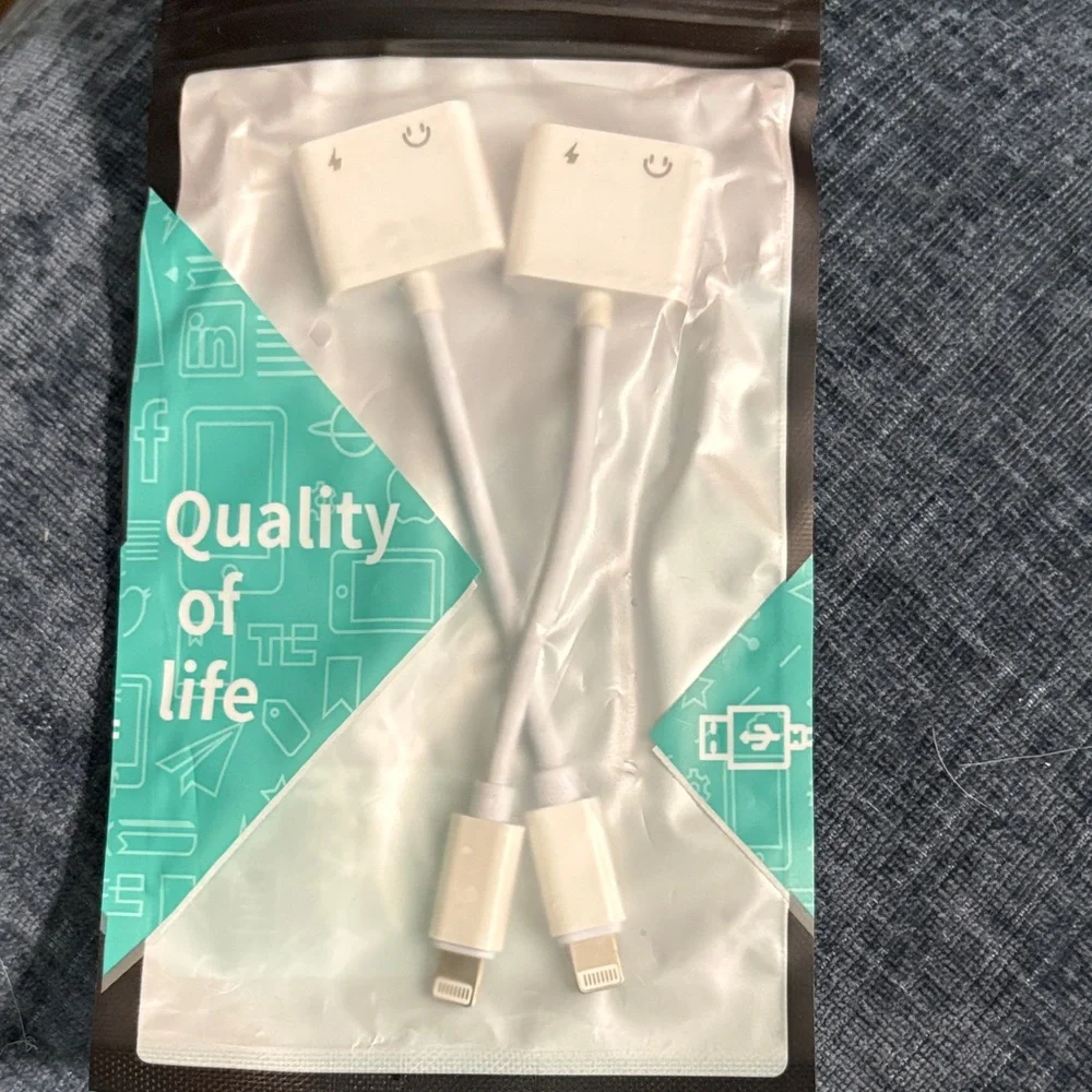 C charger or Headphones to older iPhone Charger White Lightning Adapter Cables-2
